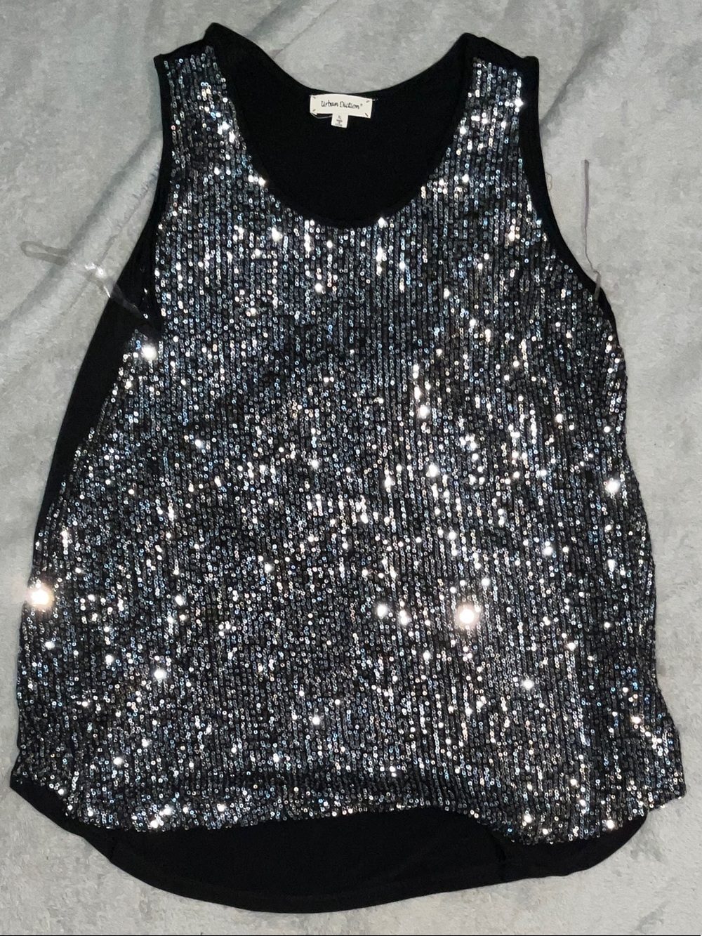 Urban Outfitters Black Silver Sequin Sleeveless Top